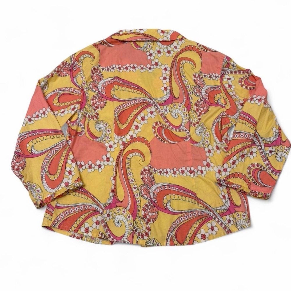 3/$20 Pine Cone Hill Floral Paisley Blouse Top Womens Medium Colorful Maximalist - Picture 5 of 7
